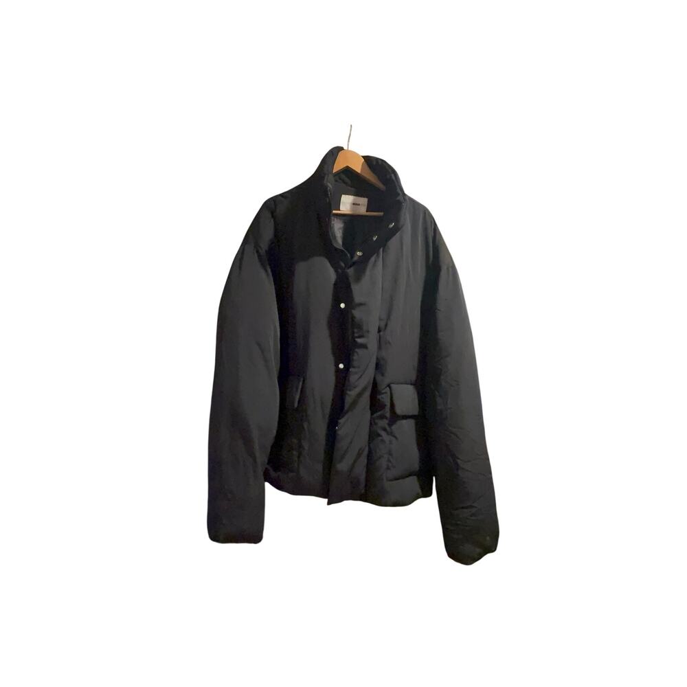 Fashion Nova Men Black Puffer Utility Jacket XL Snap Zip Drawstring Streetwear